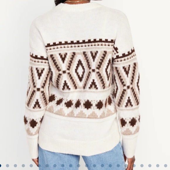 NWT OLD NAVY Cozy Pullover Sweater Color: Neutral Fair Isle SIZE MEDUIM - Picture 3 of 6